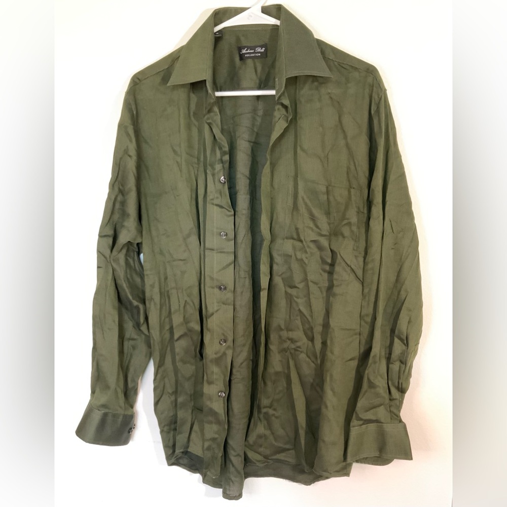 Men’s Green Long Sleeve Dress Shirt Large